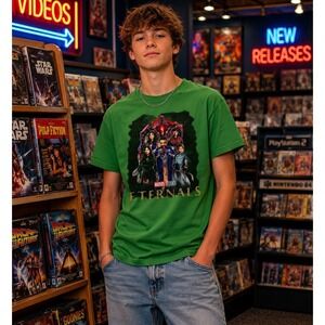 Marvel Studios Eternals Short Sleeve T-shirt‎ Green Size L Tagless Disney MCU
